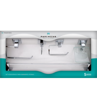 96000 - Kit Acessórios para Banheiro Quadra com 5 peças em Latão