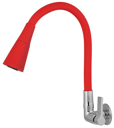 447588 - Torneira Cozinha Parede Color Fit Arejador Dupla Função Bica Flexível Vermelho C92